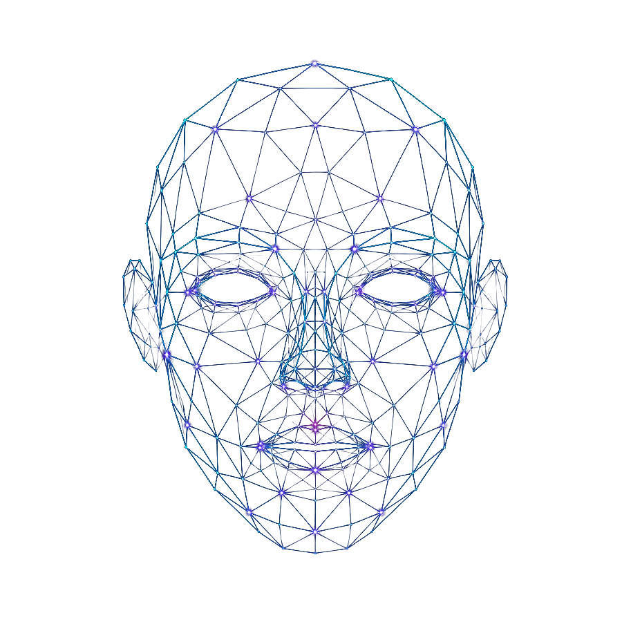 Abstract AI face mesh illustration representing AI camera technology